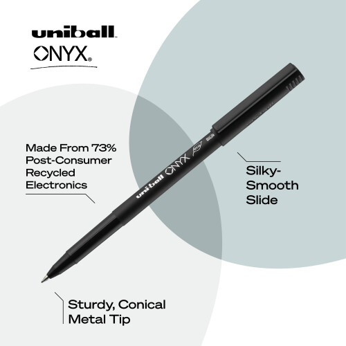 Uni-Ball uni-ball Onyx Rollerball Pens Fine Point Micro Tip, 0.5mm, Black, 12 Pack 2