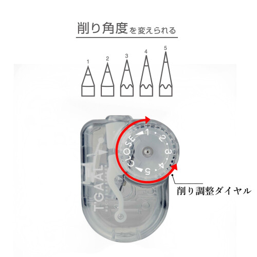 Kutsuwa Hi LiNE T'GAAL Angle Adjustable Pencil Sharpener, Clear (RS028CL) 2