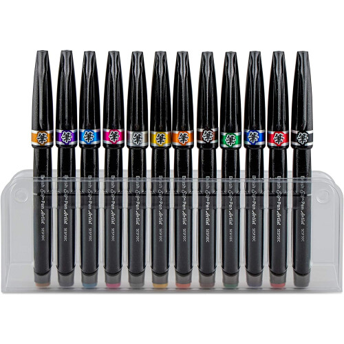 Pentel Pentel Sign Pen Micro Brush 12 Pack SESF30CPC12 1