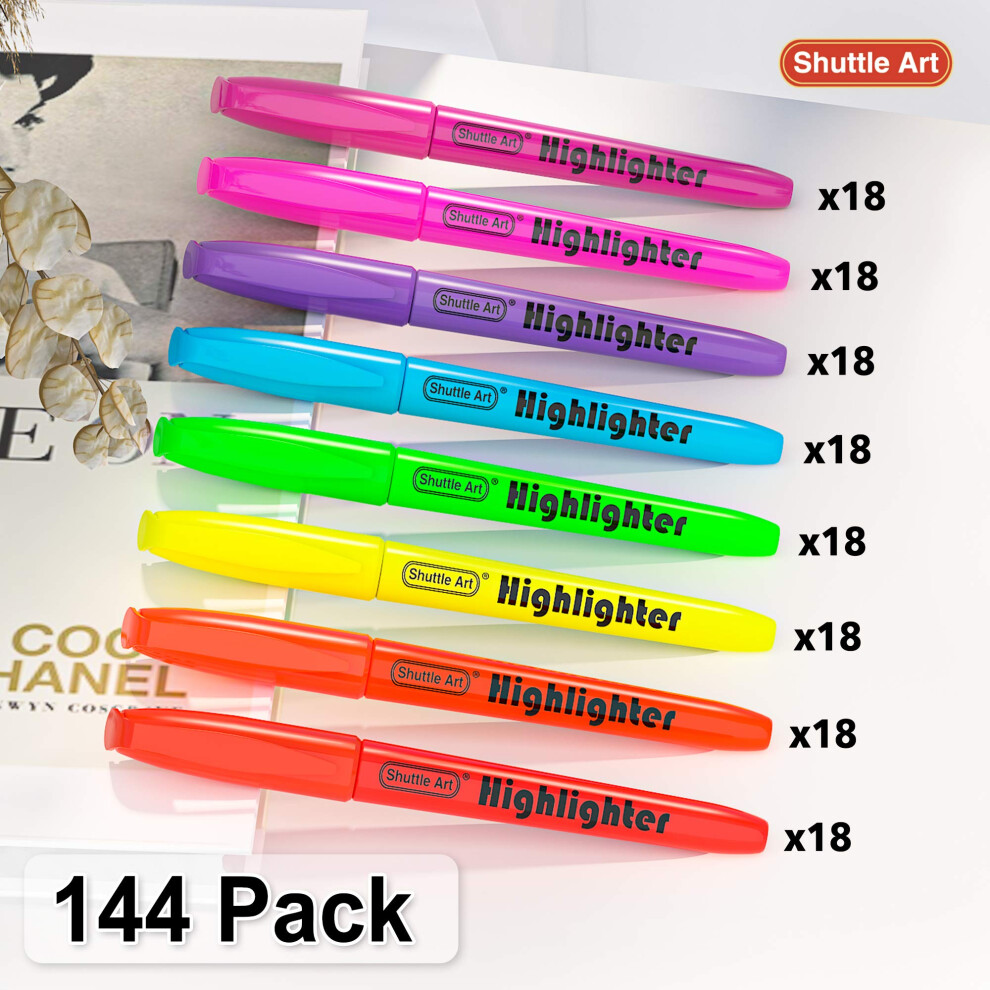 Photos - Felt Tip Pen Shuttle Art 144 Pack Highlighters, Highlighters Assorted Colours, 8 Colours Chisel Tip Dry-Quickly Non-Toxic Highlighter Mar 