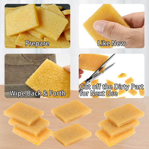 VPB 8-Piece Yellow Rectangular Rubber Eraser Set - Natural Rubber Material, Versatile Cleaning Tool 1