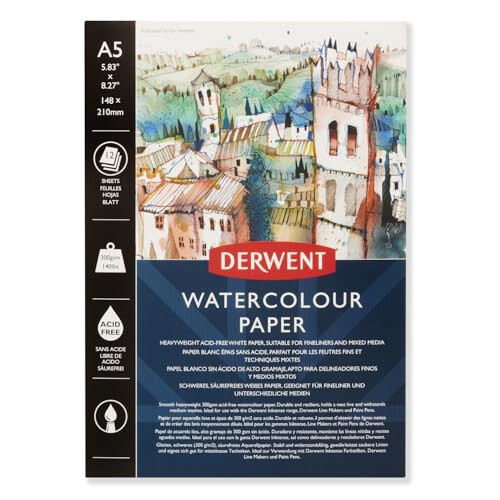 Derwent Derwent A5 Watercolour Paper Pad,white, 12 Sheets 1