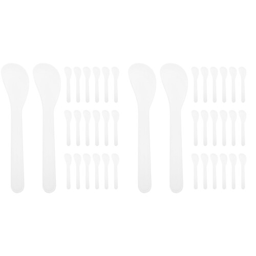 100Pcs White Plastic Skin Care Spatulas Portable Beauty Makeup Tools