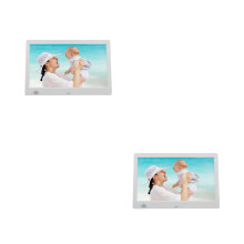 2Pcs White 10 Inch Digital Photo Frame with Audio and Motion Sensor
