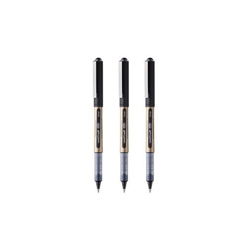 Uni-Ball UB-150-10 Eye Broad Rollerball 3pc Blister Black Plastic Free Packaging 1