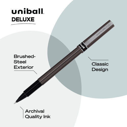 Uni-Ball uni-ball Deluxe Rollerball Pens, Micro Point (0.5mm), Black, 3 Count 1