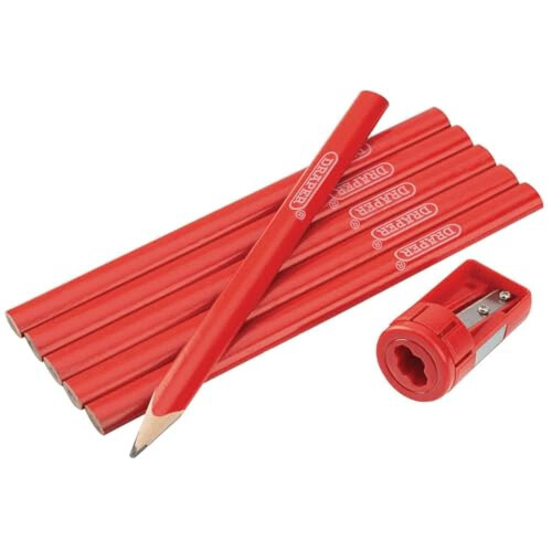 Draper Draper 50990 Cpsset Carpenter Pencil and Sharpener, Red, 4 Piece Set 2