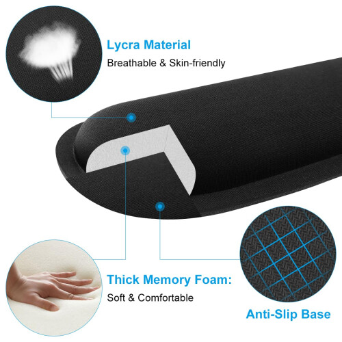 ELZO Ergonomic Keyboard Wrist Rest Pad Support with High-Density Thicken Memory Foam Padding, Ergonomic Design Foldable Computer Rest Pad Desk Wrist 1