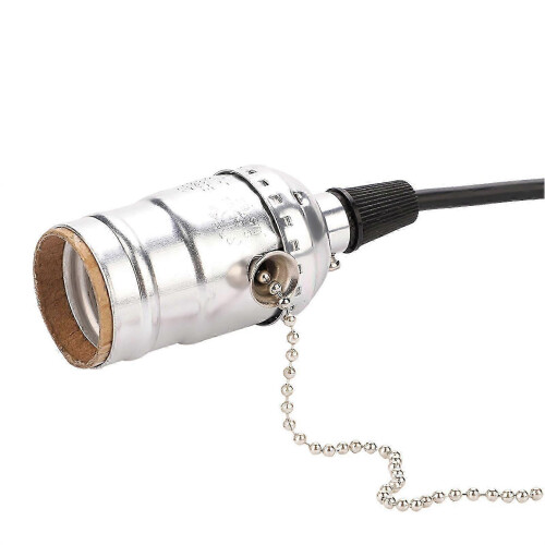 E27 Vintage Pendant Light Holder with Pull Chain Switch Silvery Lamp Base Ceiling Mounted 2026_P 2