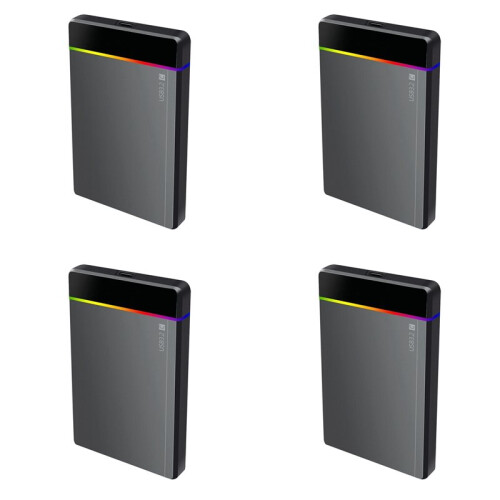 4Conjunto Gabinete para HDD/SSD Tipo C RGB de 2,5 Polegadas  para USB 3.2 Gen1 5 Gbps HD Caixa para Gabinete de Disco Rígido Externo Sem