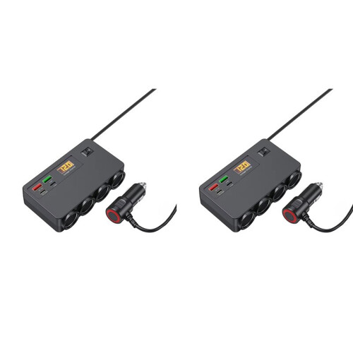 2X 120W Multifunctionele Autolader USB/TYPE-C Snelladen Vier Conversie-Interfaces, met Digitale Spanningsweergave