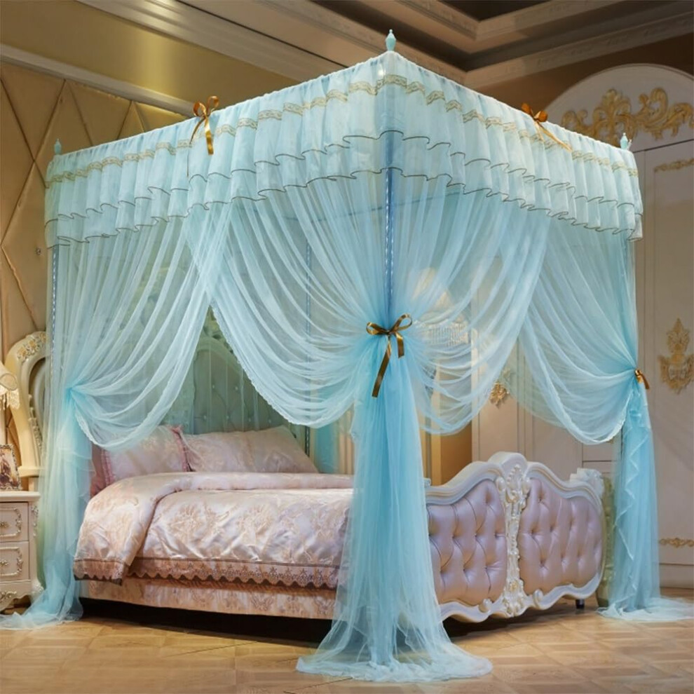 Princess Bed Canopy Curtain For Girls Bedroom Decoration, Ca King Bed Cover 180X220cm, Breathable Fabric Design Green