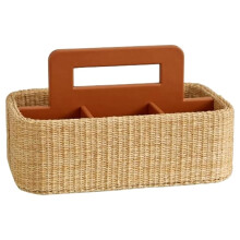 Rattan Handheld Remote Control Organizer Living Room Home Decor, Jewelry Box Desktop Organizer Leather Storage Basket