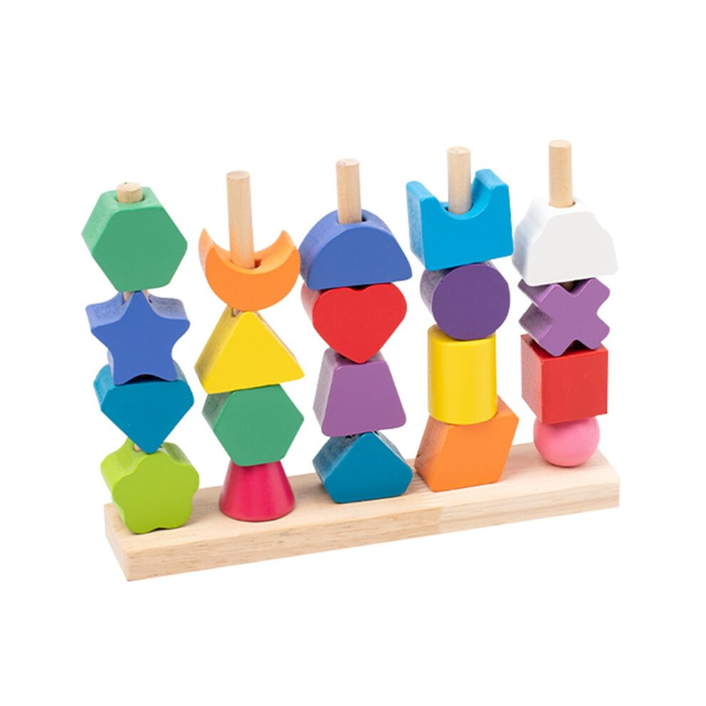 Tauoh Children's Colorful Color Sorting Toys, Rainbow Sets Of Columns, Shape Stringing Matching, Educational Building Blocks