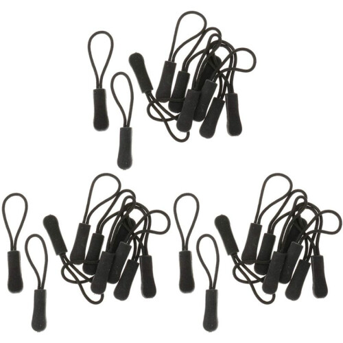 30 Anti-Slip Zipper Puller, Zipper, Zipper Extension Trailer, Practical and Robust for Back Pack, Jacket, Etc.- Black