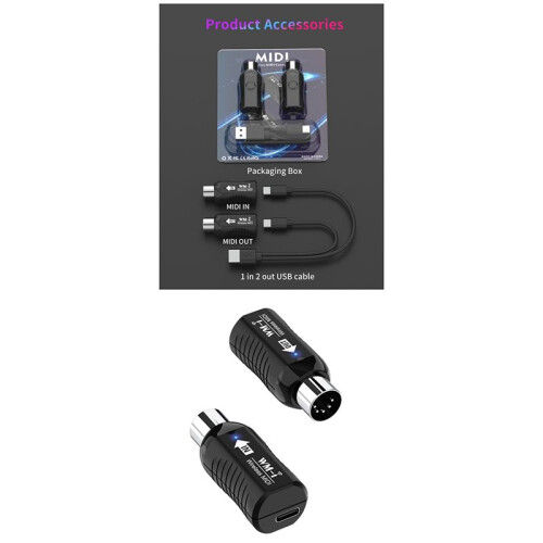 Rechargeable Midi Wireless Guitar System Audio Receiver Transmitter Wireless Midi Adapter for Digital Piano Keyboard 1
