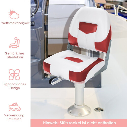 Opklapbare bootstoelen, set van 2, rood/wit, draagvermogen 110 kg 1