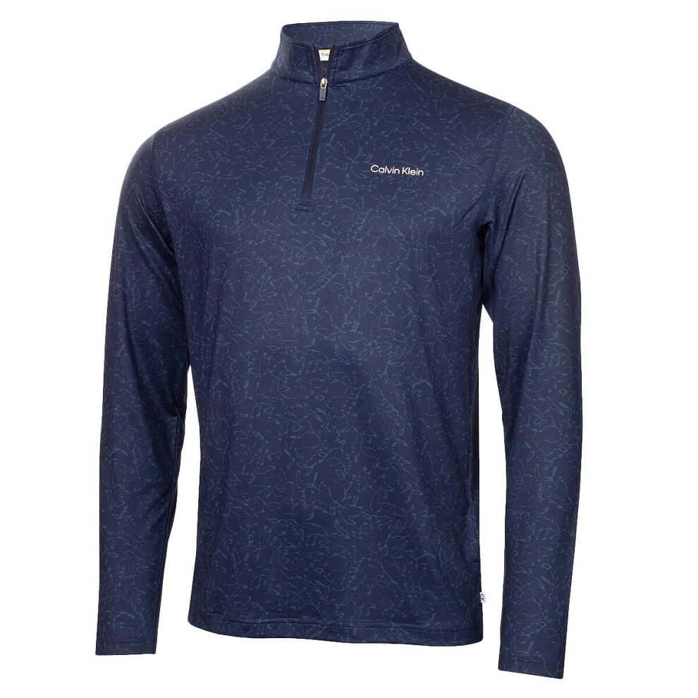 Calvin Klein (M, Navy) Mens Printed Newport Half Zip Soft Lightweight Golf Sweater
