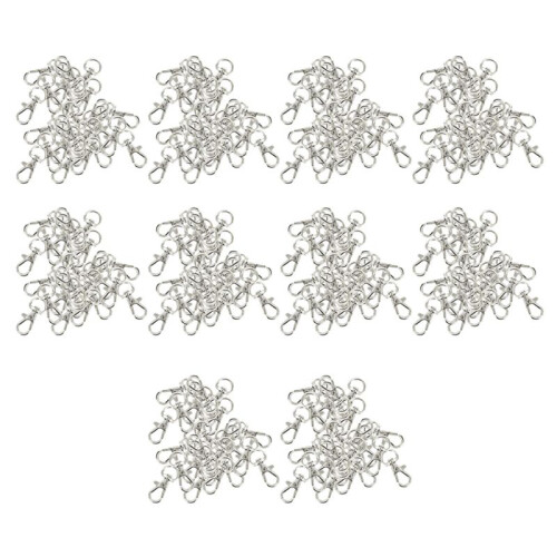 300Pcs Mousquetons Pivotants Porte-Cle Couleur D'Argent 1