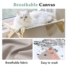 Adjustable Cat Window Perch Hammock Sturdy 40 Lbs Capacity Sunbathing Bed Washable for Indoor Cats B