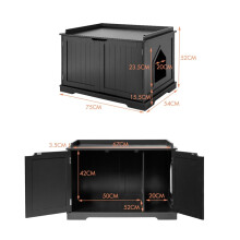 Binnenkattenhuis met bed, zwart, MDF, multifunctioneel