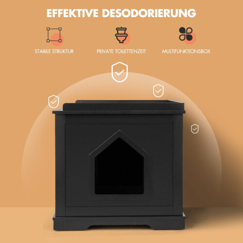 Binnenkattenhuis met bed, zwart, MDF, multifunctioneel 2