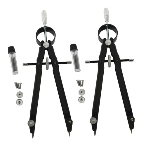 2X Professional Compass, Compass Geometry Set with Lock, Math and Precision Compass, Metal and Durable