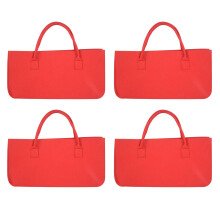 4X Sac A Main en Feutre, Sac de Rangement en Feutre, Sac A Provisions de Capacite - Rouge