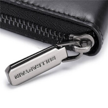 8X BULLCAPTAIN Leather Men Wallet Card Pack Zipper Card Case Holder Credit Card Bag Short Coin Purse Black