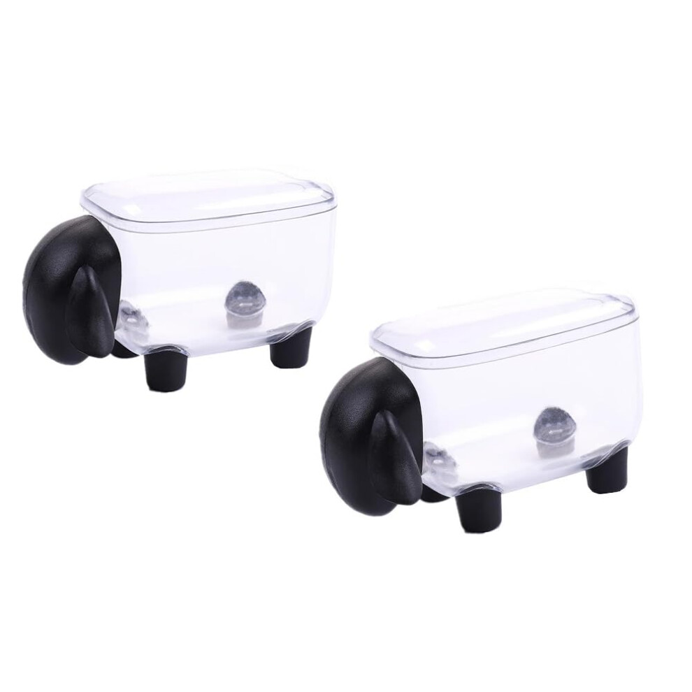 Black/White Cotton Swab Holder And Cotton Ball Dispenser Sheep Shape Acrylic Organizer With Dustproof Lid Set
