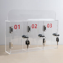 3 Slot Clear Acrylic Cell Phone Locker with Independent Locks and Keys, Wall Mounted or Freestanding Storage Organizer