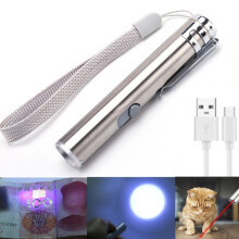 Usb Rechargeable Pet Toys Cat Training Laser Pointer With Led Flashlight High Quality