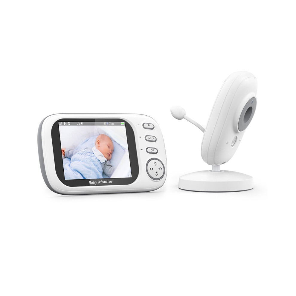 Video Baby Monitor, Baby Caregiver, 3.5Inch IPS Screen Baby Camera Monitor Lullaby Feeding Alert,EU Plug