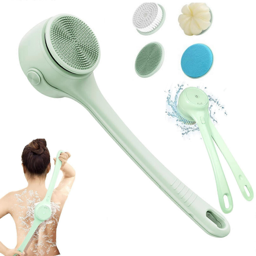 Long Handle Electric Body Brush - Automatic Back Scrubber with 3 Modes, IPX7 Waterproof Rechargeable Bath Brush for Exfoliation & Massage