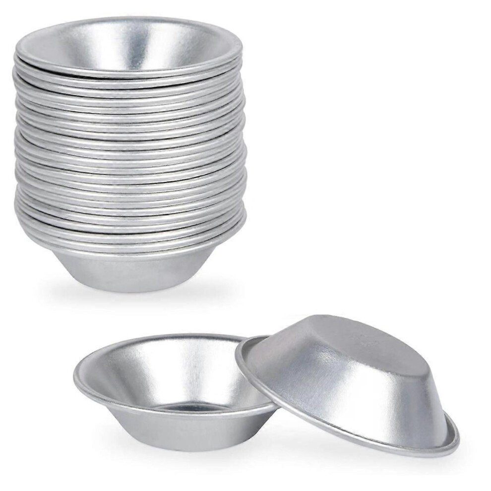 25 Pack Egg Tart Mold Egg Tart Cup Egg Tart Base, Round Resuable Nonstick (Aluminum)