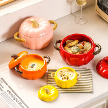 450 ml Oven Safe Pumpkin Bowls, Pumpkin Ramekins with Lids, Pumpkin Soup Bowls for Thanksgiving Halloween,Green