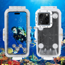 Compatible With iPhone 16 Pro PULUZ 40m/130ft Waterproof Diving Case Photo Video Taking Underwater Housing Cover (Transparent)