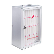 24 Slot Cell Phone Locker with Lock and Keys, Wall Mount Mobile Phone Storage Cabinet for Classroom, Lockable Secure and Durable Organizer