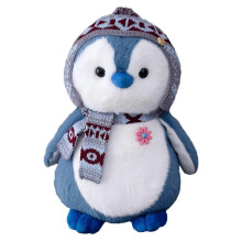 Adorable peluche pingouin de 20 cm, couple de poupées de dessin animé portant chapeau et écharpe XiXi