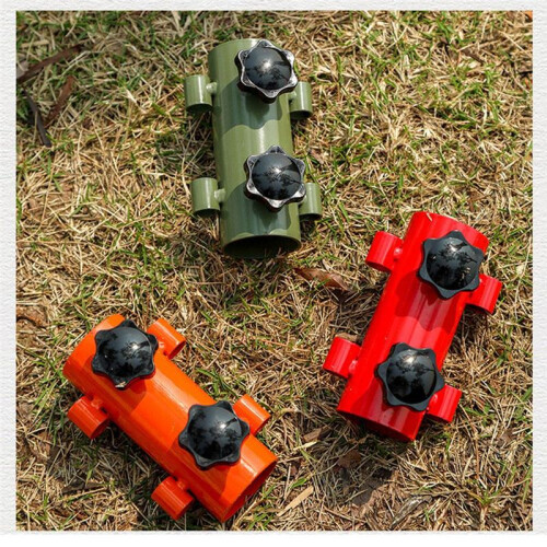 6PCS Awning Canopy Pole Fixed Tube Ground Bracket Windproof Adjustable Tent Support Pole with Ground Nails-Orange 1