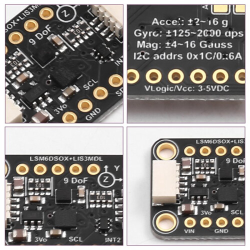 4517 Electronic Module for Adafruit LSM6DSOX + LIS3MDL - Precision 9 DoF IMU Module 2