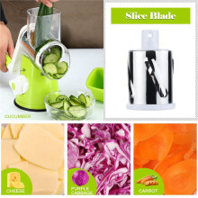 Rotary Cheese Grater Shredder, Speed Kitchen Manual Round Mandolin Slicer Grinder with 2 Drum Blades B