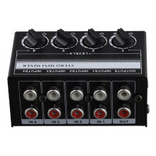 Stereo Audio Mixer 4-Channel Passive Mixer Portable Audio Mixer Lotus Socket Input for Live Studio CD Players