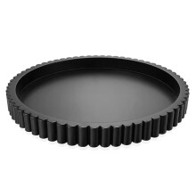 Round Decorative Serving Tray, Black Wood, 11 Inch, Ribbed Design Round Tray, Living Room, Side Table,Console