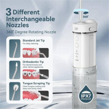 Portable Water Dental Flosser for Teeth Cleaning Travel Oral Irrigator with Telescopic Water Tank,4 Modes White