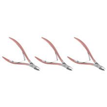 3X Nagelbandsskjutare Pincettklippare Nipper Clipper Dead Skin Remover Manikyr Art Grooming Tool Skönhet Nageltång Rosa