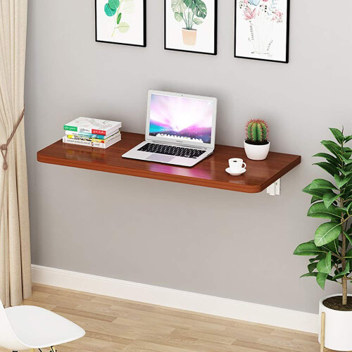 Solid Wood Wall Mounted Folding Table, SpaceSaving Drop Leaf Desk for Small Spaces Home Office Kitchen