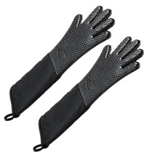Extra langer, professioneller Silikon-Ofenhandschuh, hitzebeständiger Kochhandschuh mit innenliegender Baumwolle für mehr Komfort