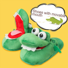 Krokodillen pluche slippers met open mond, katoenen slippers met beweegbare mond - maat 36-39