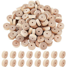 150 ruedas de madera para manualidades de 14x4 pulgadas con orificio de 5 mm, pequeñas ruedas redondas sin acabado para maquetas de coc